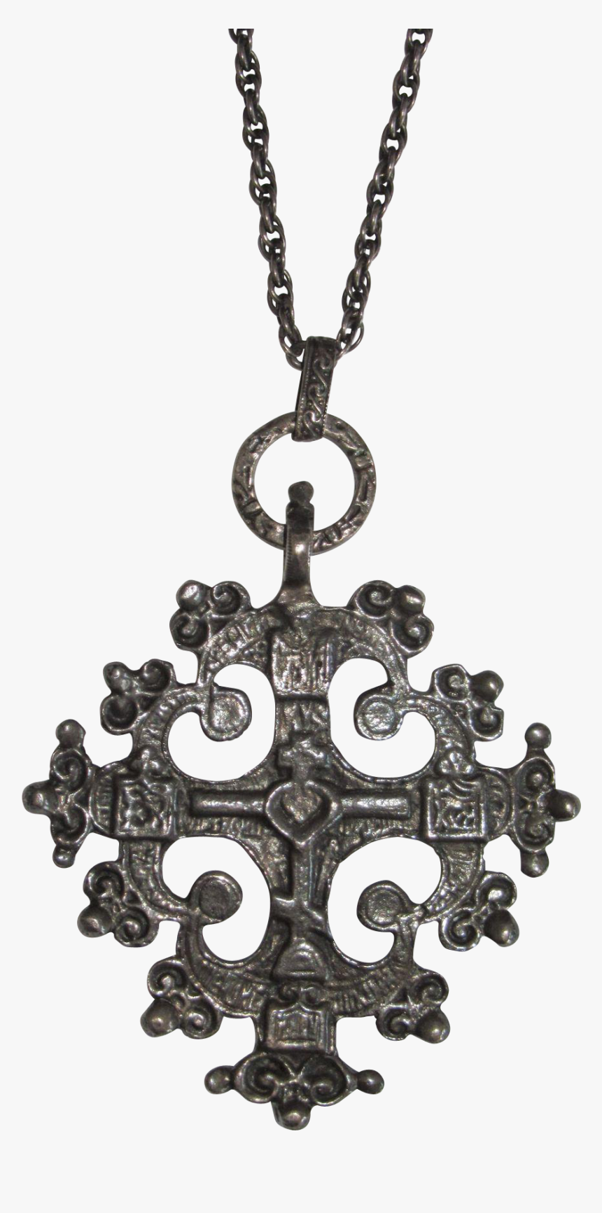 Italy Sterling Gothic Cross With Ornate Gargoyle Long - Locket, HD Png Download, Free Download