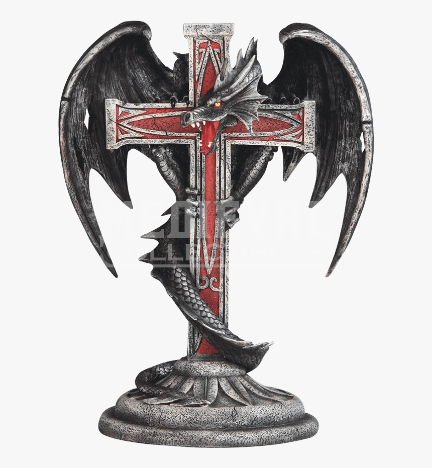Dragon With Cross Gothic Candleholder - Dragon, HD Png Download, Free Download