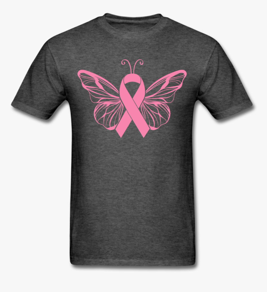 Pink Butterfly Ribbon Graphic Tshirt - Green, HD Png Download, Free Download