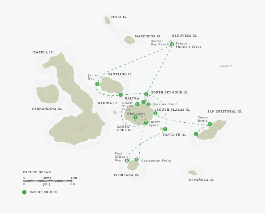 San Cristobal Island, Galapagos Cruise Itinerary - Galapagos Map International Expeditions, HD Png Download, Free Download