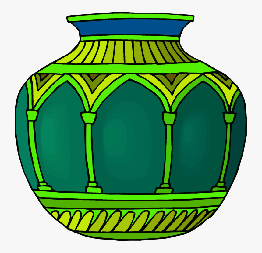 Green,yellow,vase - Decorate The Vase In Drawing, HD Png Download, Free Download