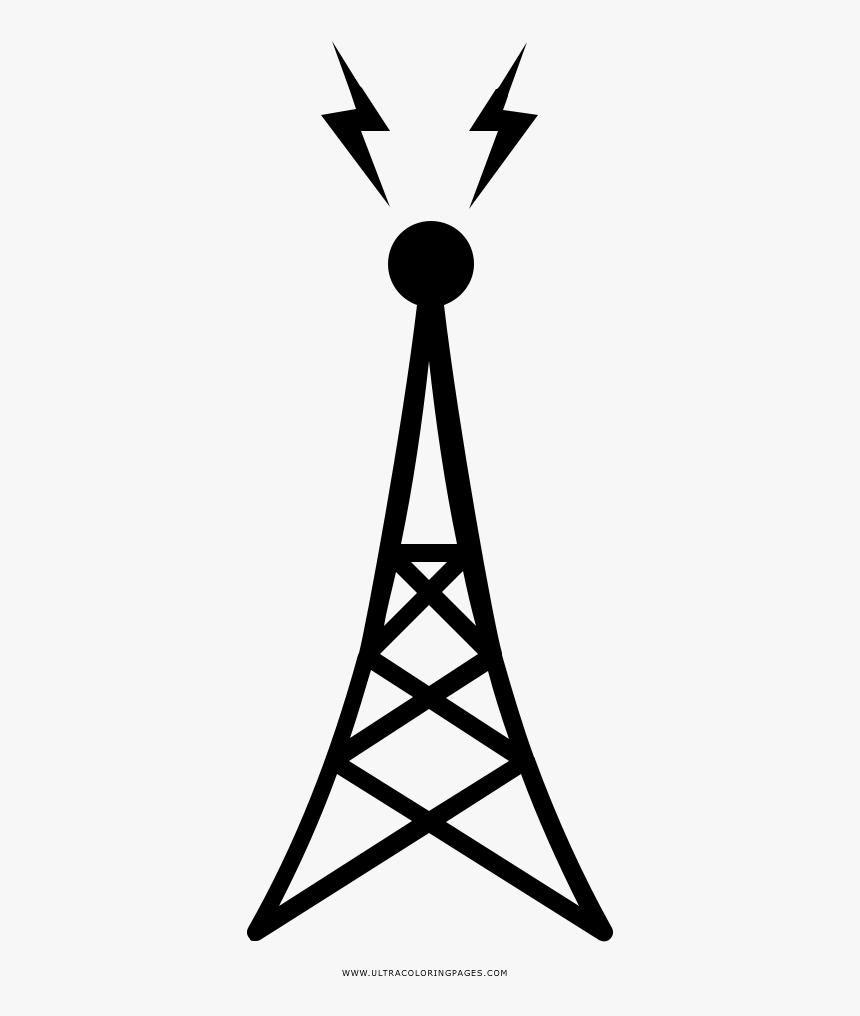 Radio Tower Coloring Page - Tower Icon Png, Transparent Png, Free Download
