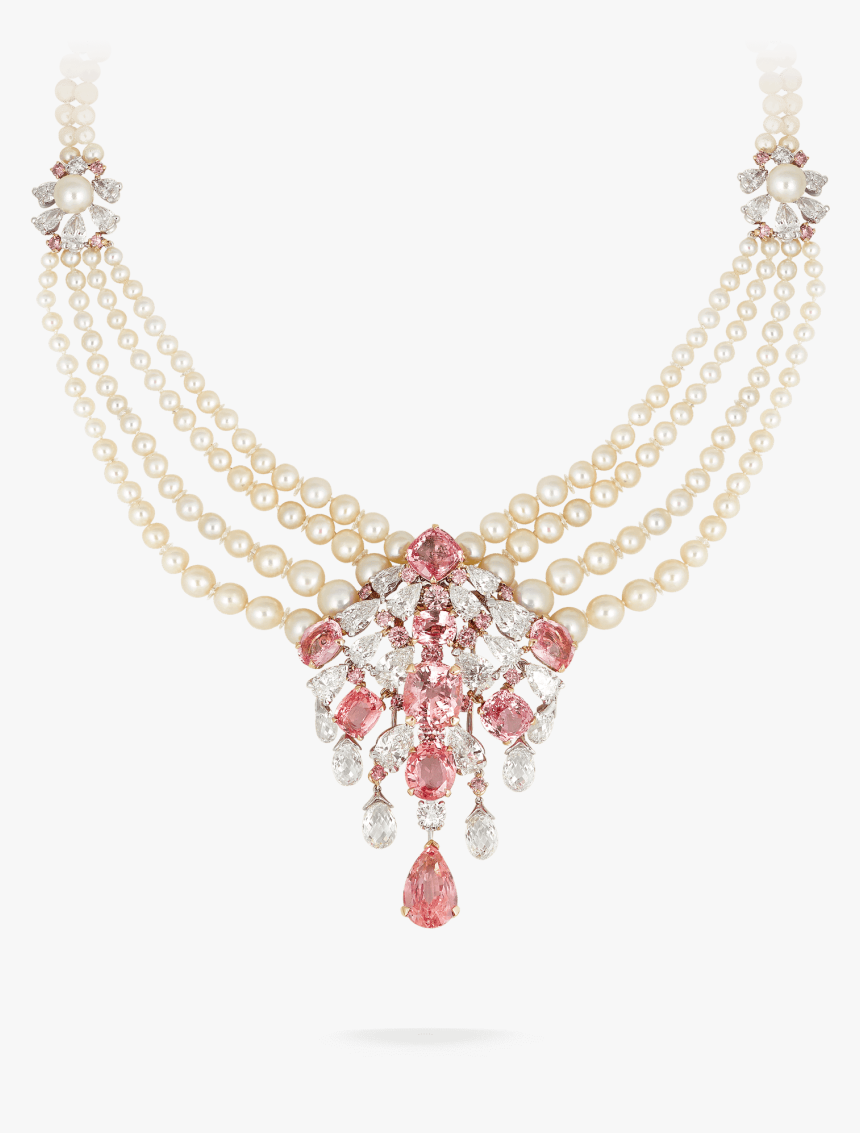 Padparadscha Sapphire And Pearl Necklace - Necklace, HD Png Download, Free Download