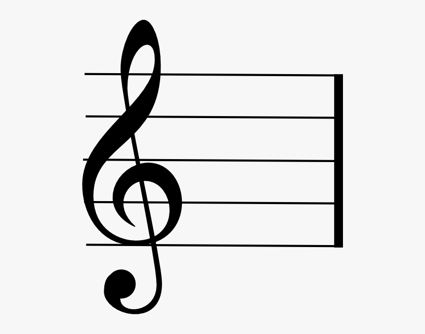 Blank Music Staff Clipart - Treble Clef On Staff Clipart, HD Png Download, Free Download