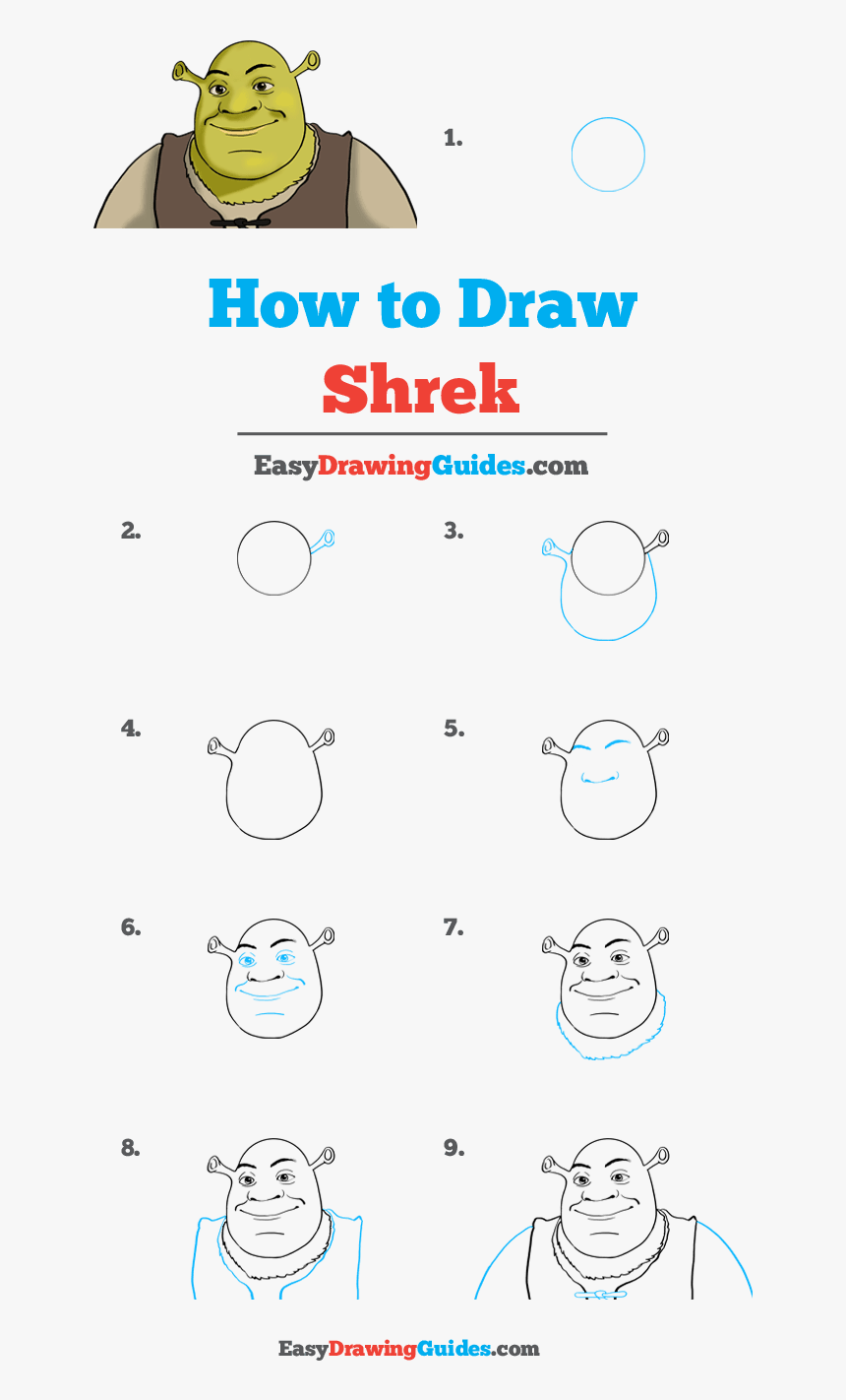 How To Draw Shrek - Step By Step Shrek Drawing Easy, HD Png Download, Free Download