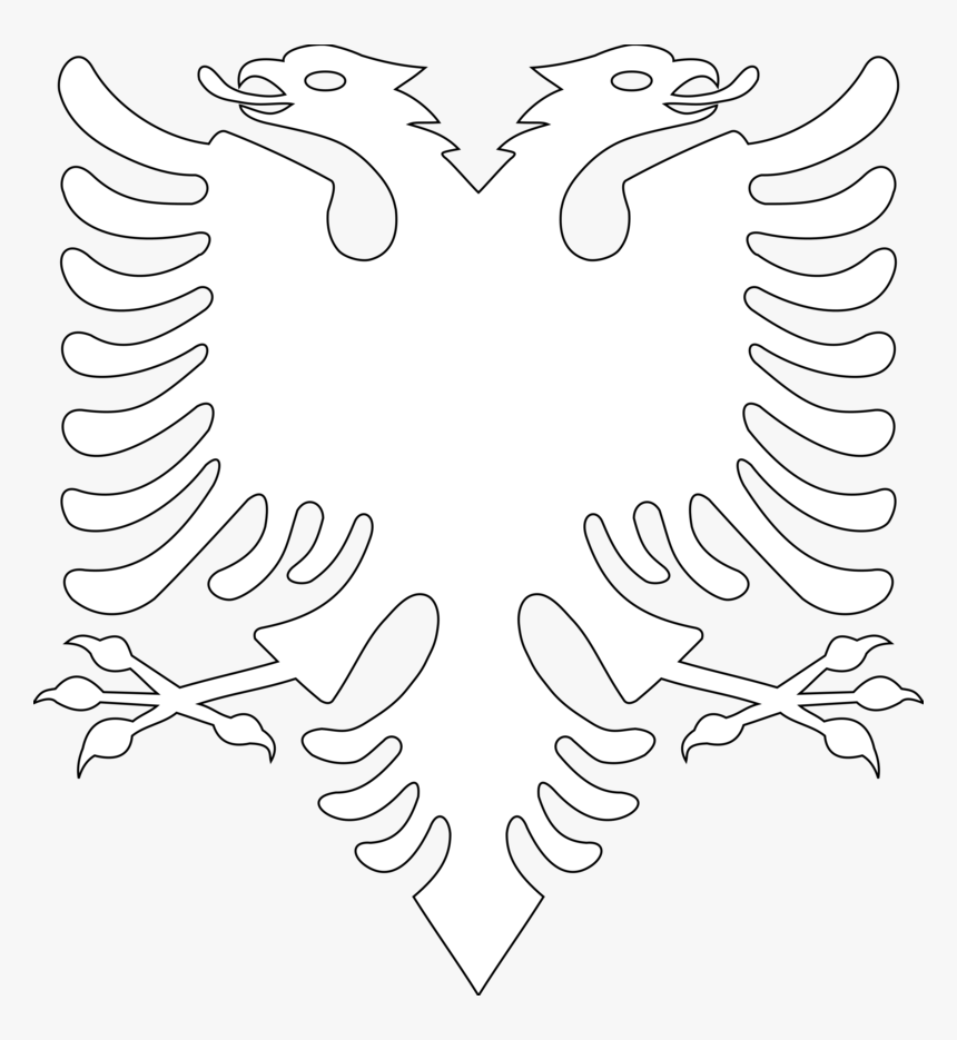 Albanian Eagle Clipart - Albanian Flag Black And White, HD Png Download, Free Download