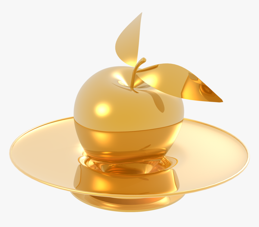 Gold Made Apple And Plate Png Image, Transparent Png, Free Download