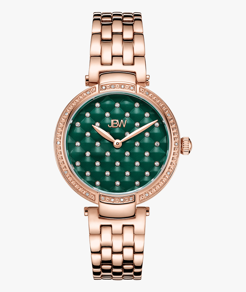 Jbw Gala J6356b Rose Gold Diamond Watch Front - Green Dial Ladies Watches, HD Png Download, Free Download