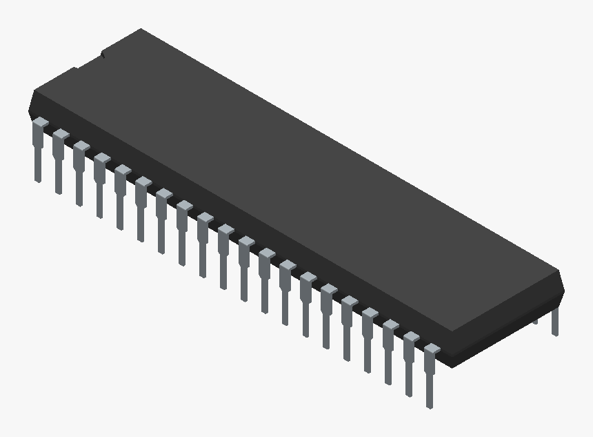 Pic18f46k22 I/p - Microchip - 3d Model - Dual In Line - 3d Atmega16, HD Png Download, Free Download