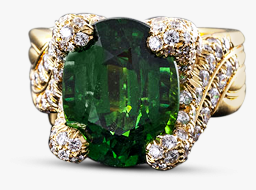 Tsavorite Garnet And Diamond Ring By Henry Dunay, - Emerald, HD Png Download, Free Download