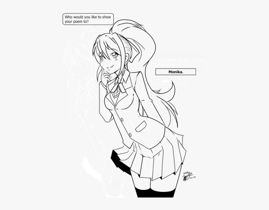 Finished Doki Doki Literature Club The Other Day - Line Art, HD Png Download, Free Download