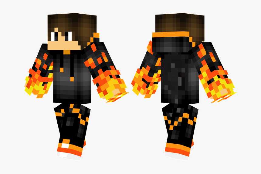 Minecraft Skin Green Shirt , Png Download - Fire Hoodie Minecraft Skin, Transparent Png, Free Download