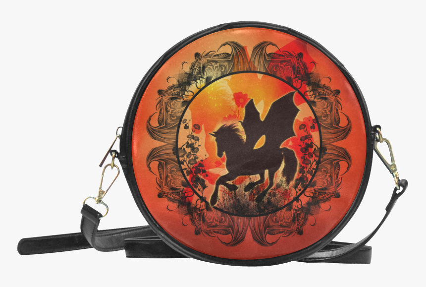 Wonderful Black Unicorn Silhouette Round Sling Bag - White Round Sling Bag, HD Png Download, Free Download