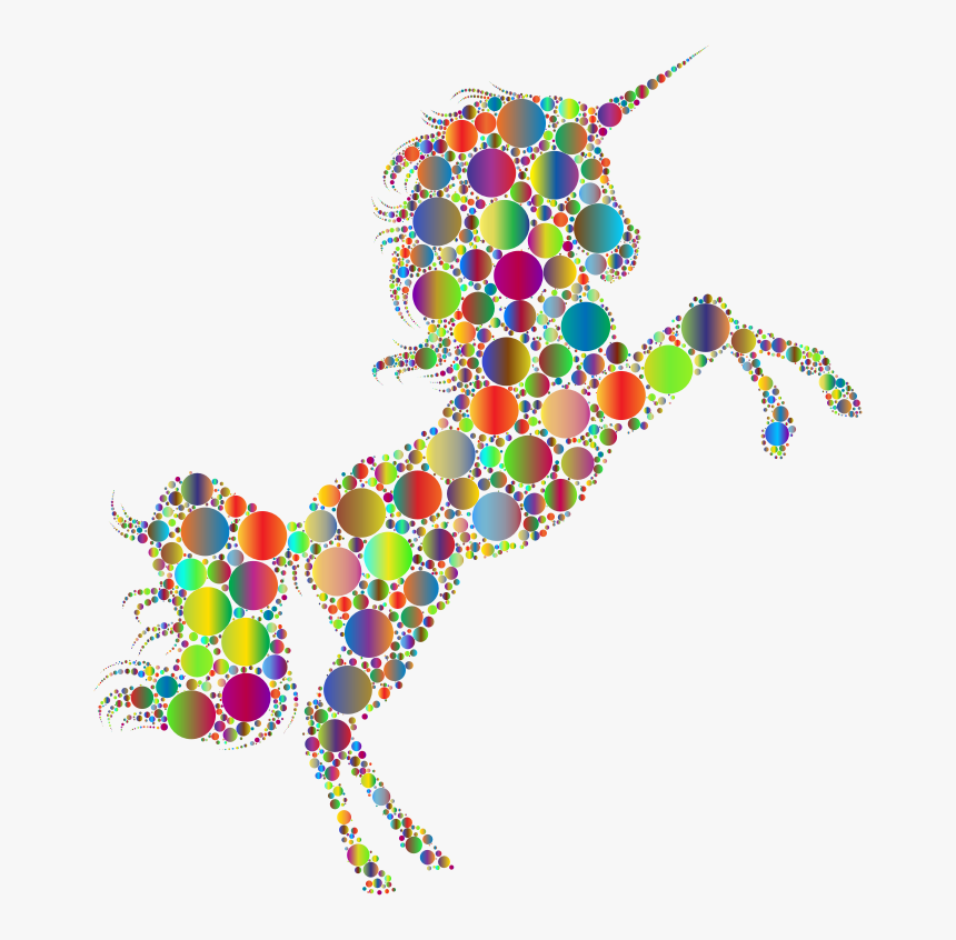 Prismatic Unicorn Silhouette 2 Circles 4 No Background - Transparent Invisible Background Unicorn, HD Png Download, Free Download