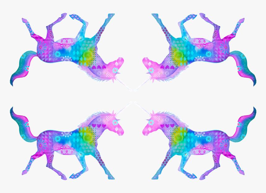 Mixed Media Colorful Unicorn Silhouette Wallpaper - Mane, HD Png Download, Free Download