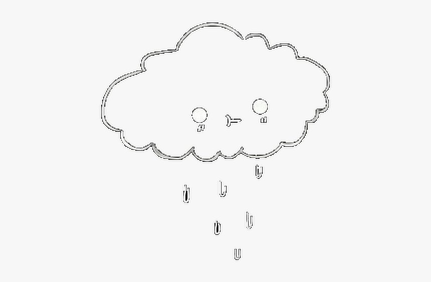 #nube #triste #sad #feliz #happy #overlay #pegatinas - Line Art, HD Png Download, Free Download