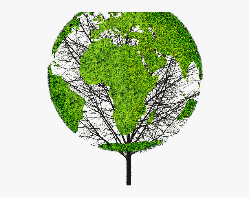 Earth World Map Green Tree Png Object For Photoshop - Save The Nature Poster, Transparent Png, Free Download