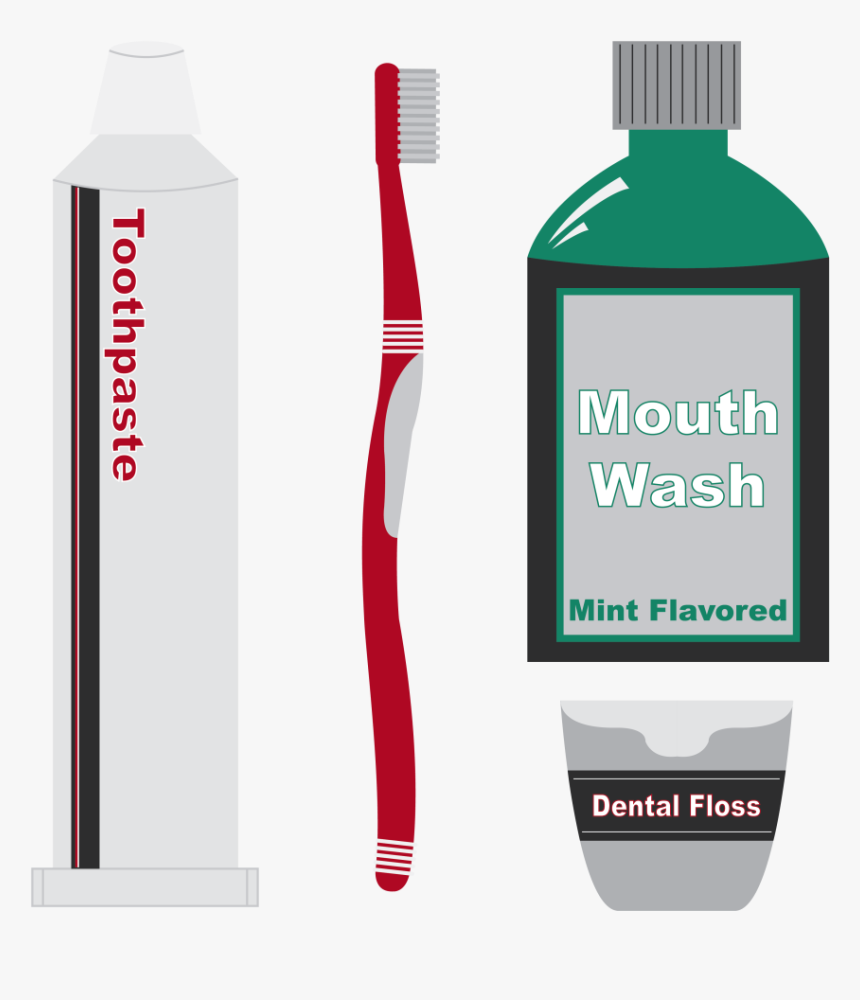 Mouthwash Objects Png Image - Toothbrush Toothpaste Floss Mouthwash, Transparent Png, Free Download