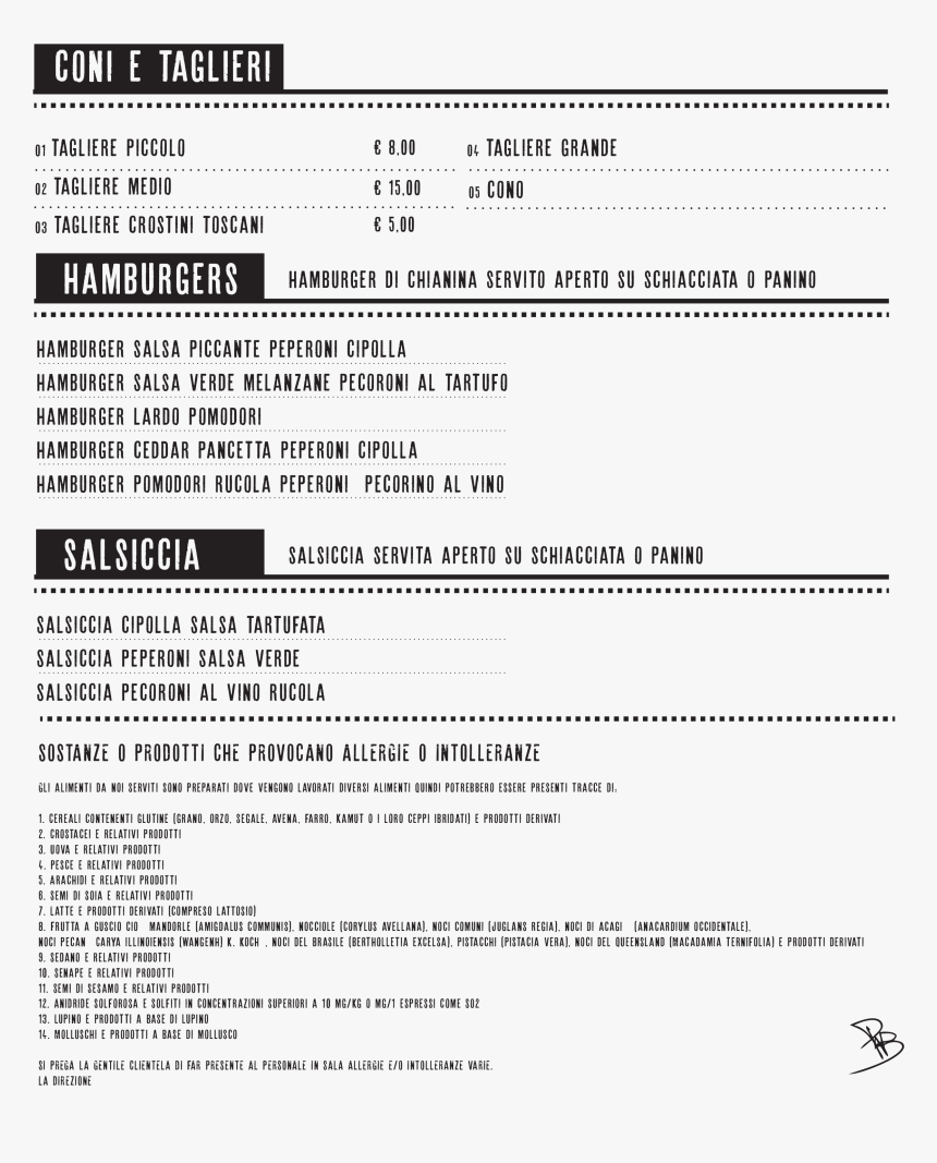 Menu-hamburger Taglieri Salsiccie - Menu Taglieri, HD Png Download, Free Download