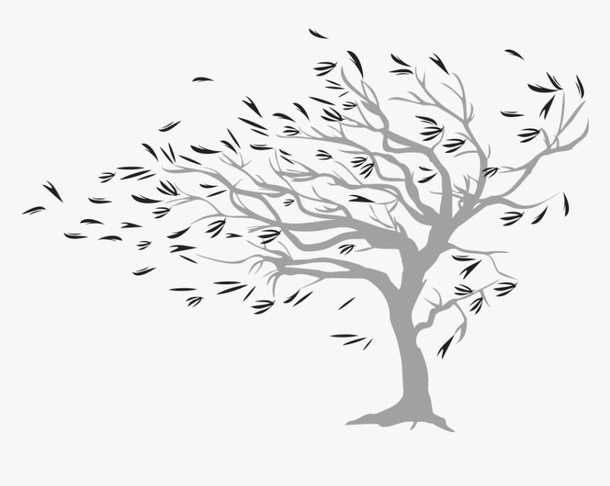 Wall Art Png Image - Silhouette Tree Blowing In Wind, Transparent Png, Free Download