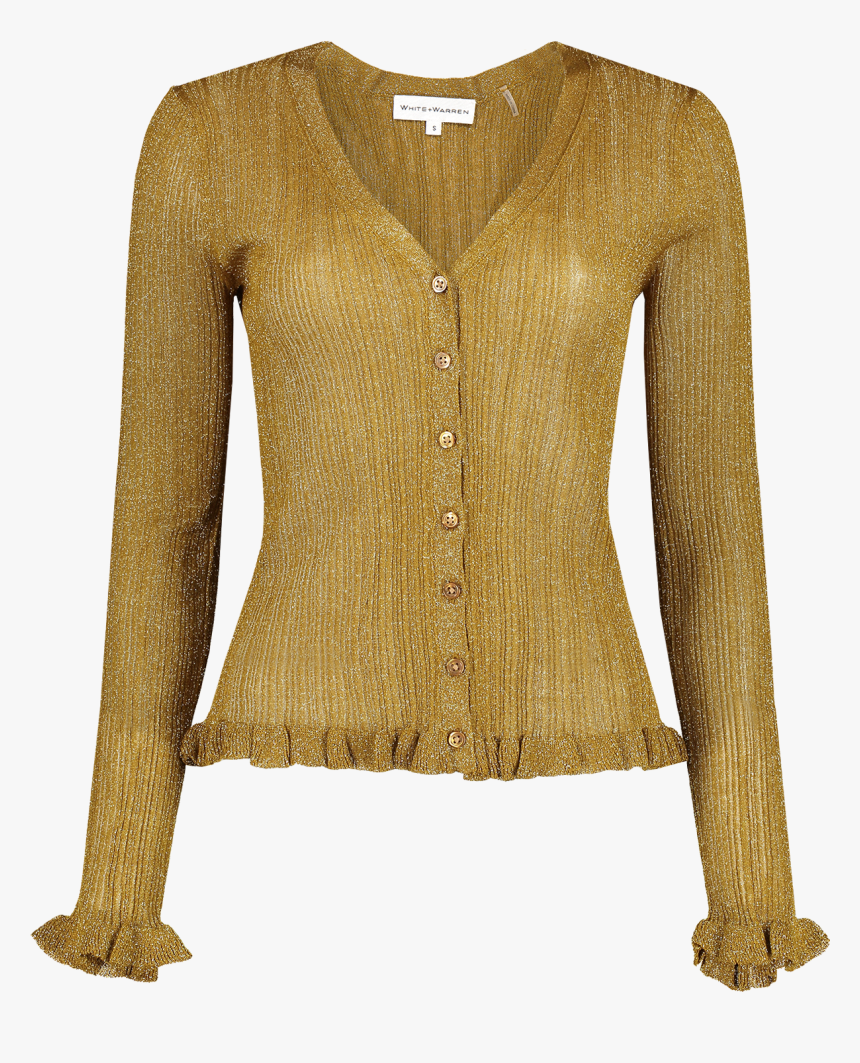 Front View Image Of White & Warren Shine Cardigan Gold - Cardigan, HD Png Download, Free Download