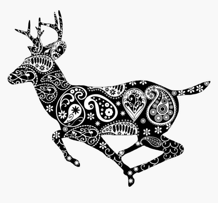 Animal Black Decoration - Black And White Deer Hunting, HD Png Download, Free Download