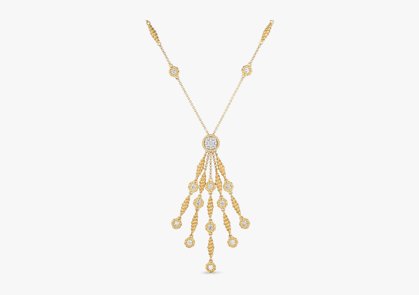 Roberto Coin Tassel Necklace With Diamond Stations - Gold Tassel Necklace Png, Transparent Png, Free Download