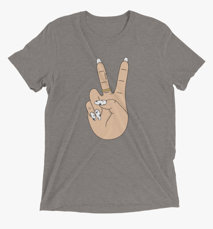 Peace Sign Hand Tri Blend T Shirt Little Magic Prints - T-shirt, HD Png Download, Free Download