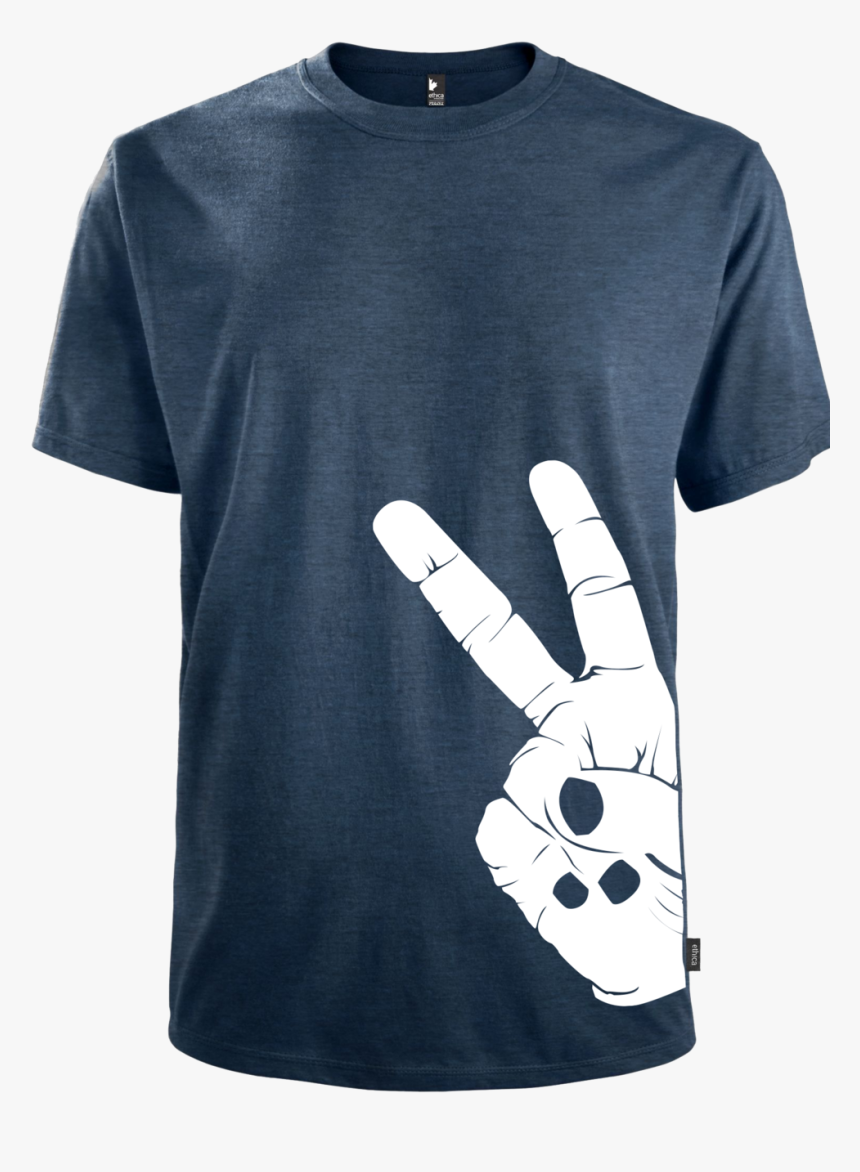 Men"s Heather Navy Hand Peace Sign - T-shirt, HD Png Download, Free Download