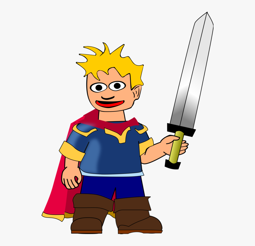 Boy,art,human Behavior - Cartoon Man With Sword, HD Png Download, Free Download