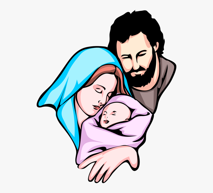 Vector Illustration Of Mary And Joseph Embrace Newborn - Holy Family Clipart, HD Png Download, Free Download