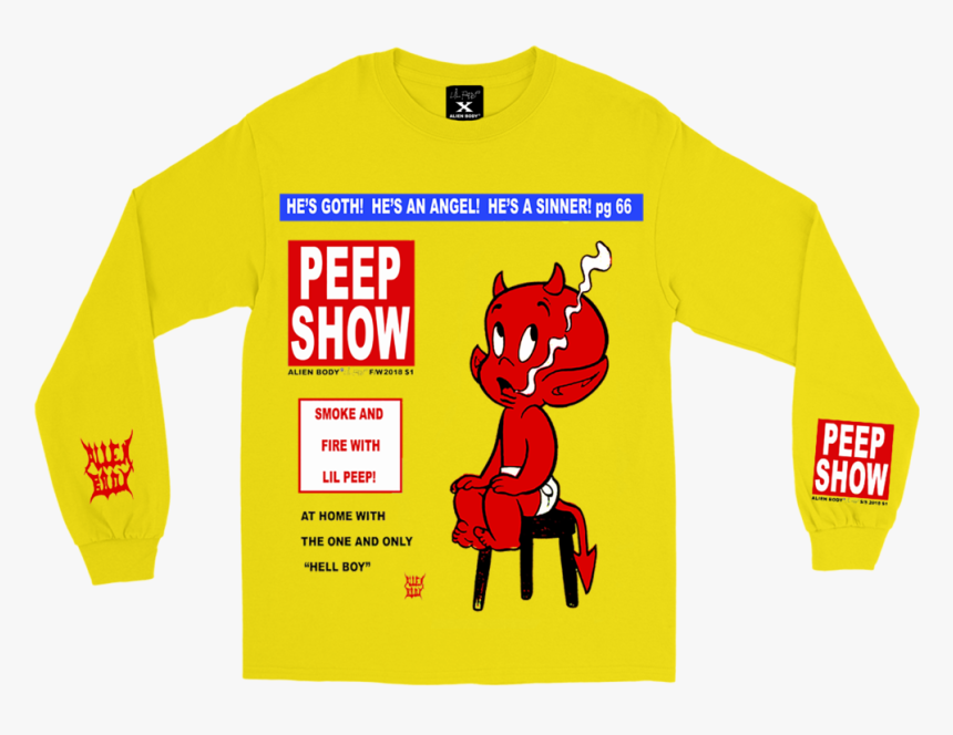 Lil Peep X Alien Body Peep Show Magazine Longsleeve - Peep Show Lil Peep, HD Png Download, Free Download