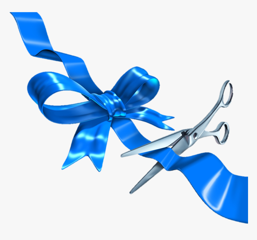 Cut Clipart Ribbon Cutting - Grand Opening Blue Ribbon, HD Png Download, Free Download