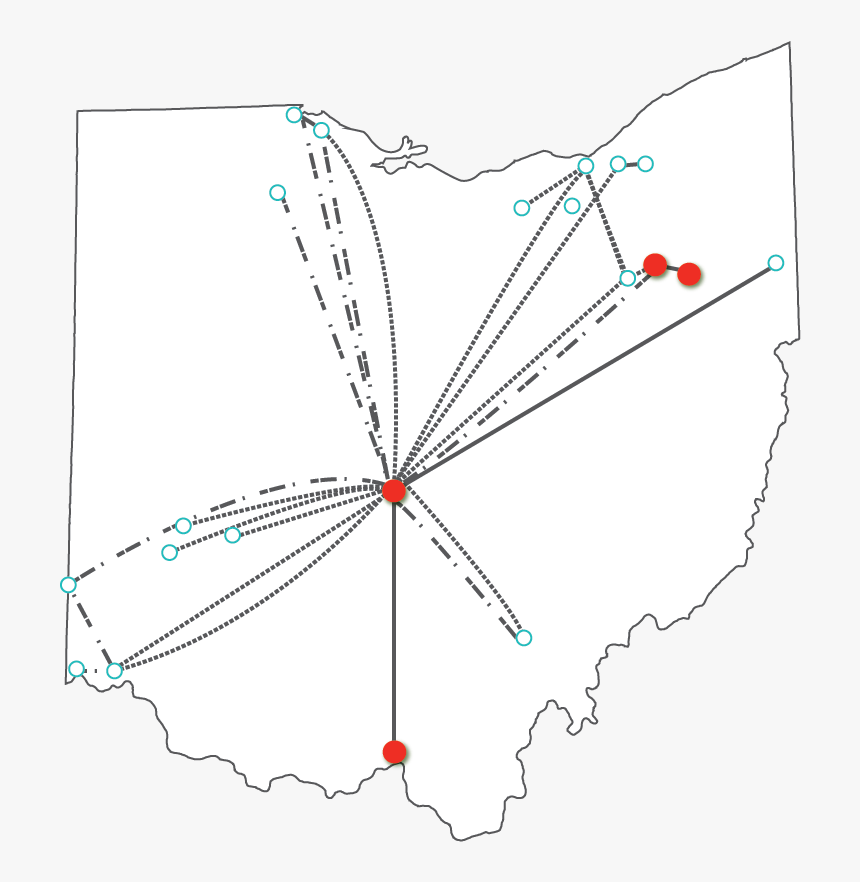 Ohio Outline, Connected Points Spurring Columbus To - Landforms In Ohio Map, HD Png Download, Free Download