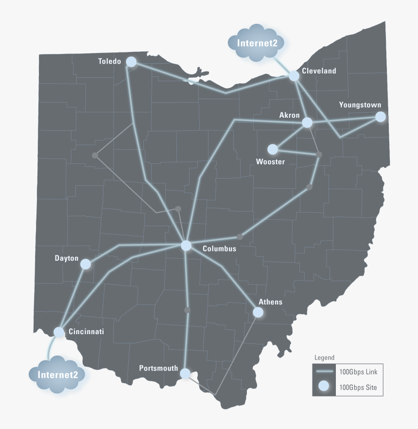 Ohio Outline Overlayed With Oarnet"s Current And Future - Ohio Congressional District Map 2019, HD Png Download, Free Download