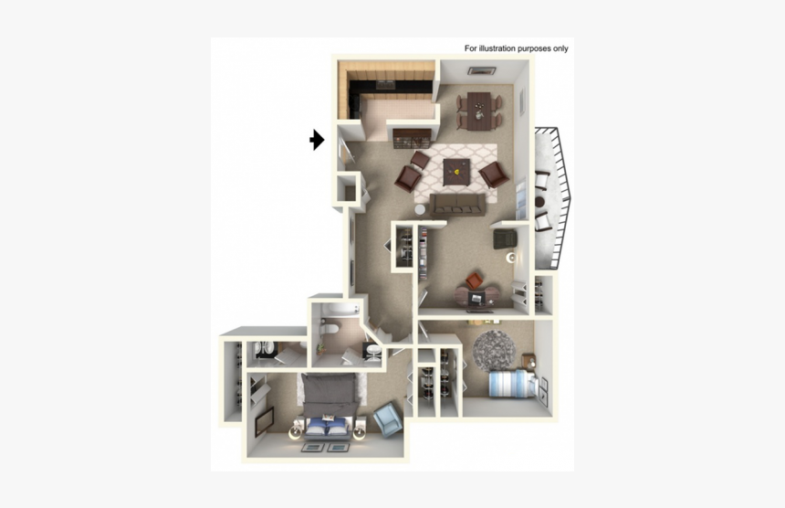 0 For The 3 Bedroom, 1 Bathroom W/balcony Floor Plan - 3 Bedroom 1.5 Bathroom Apartment Floor Plan, HD Png Download, Free Download