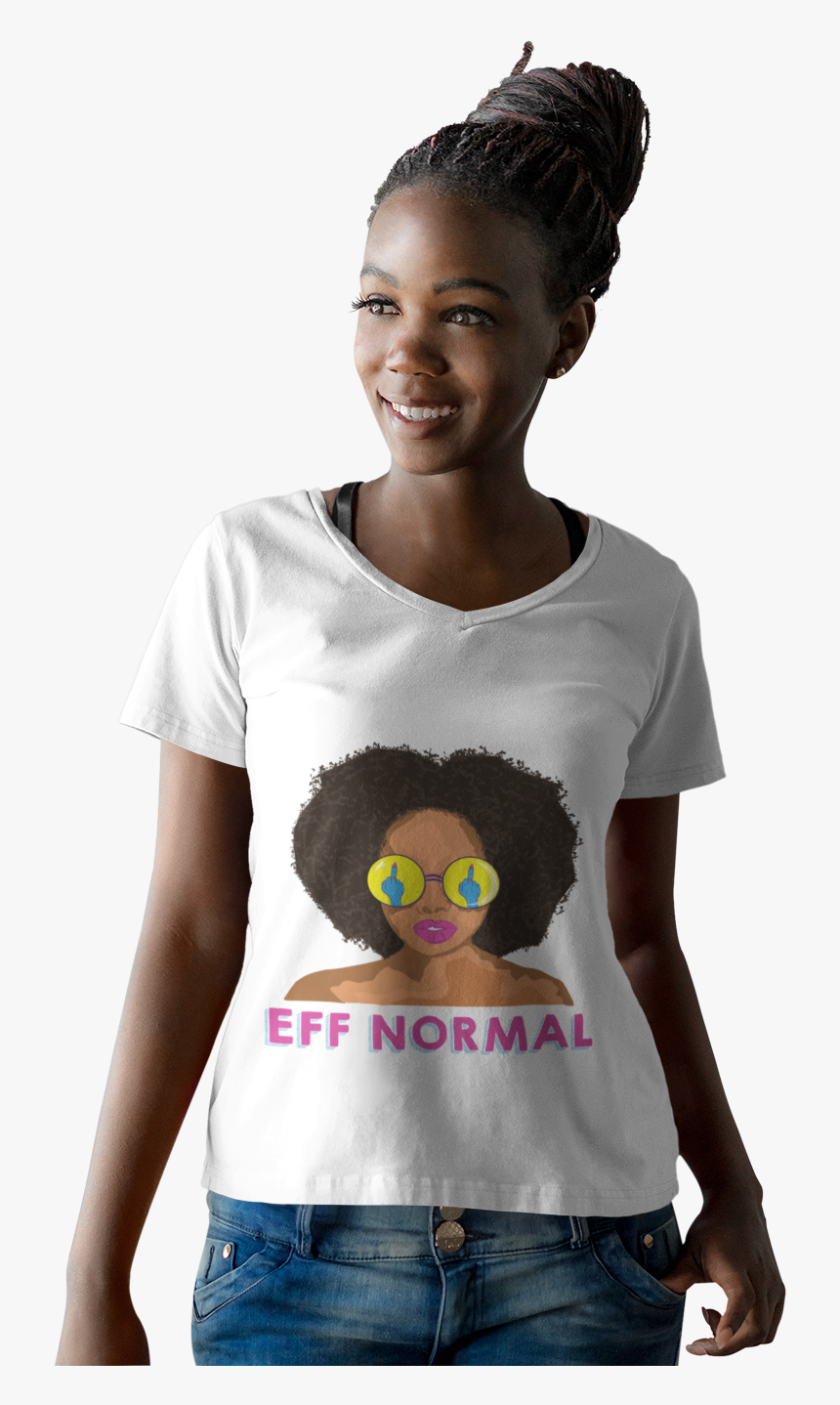 Eff Normal Black Girl Mockup - Black Girl Mockup T Shirt Model, HD Png Download, Free Download