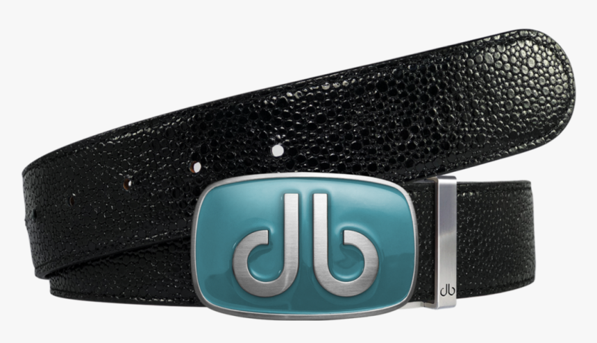 Shiny Black Stingray Leather Belt With Aqua Big Buckle - Belt, HD Png Download, Free Download