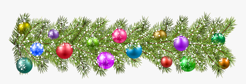 Christmas Pine Branches And - Clipart Christmas Garland With Ornaments, HD Png Download, Free Download