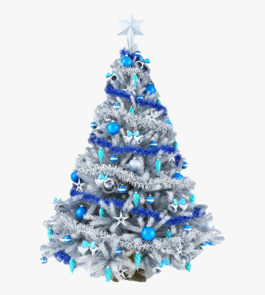 Árbol Navidad - White Christmas Tree Navy Blue And Silver, HD Png Download, Free Download