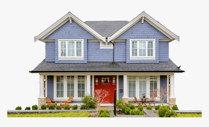 Exterior House Staining - House Paint Blue With Red Door, HD Png Download, Free Download