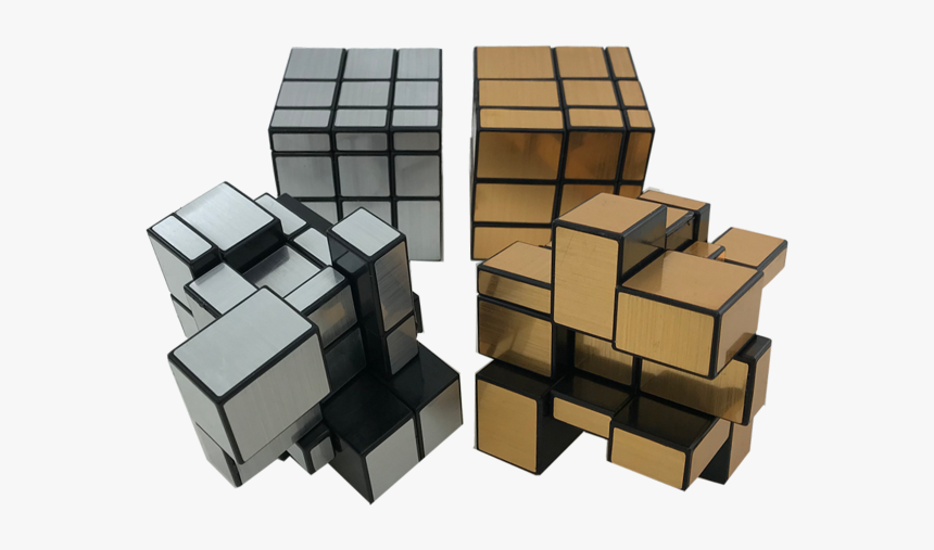 Gold And Silver Mirror Cubes - Rubik's Cube, HD Png Download, Free Download