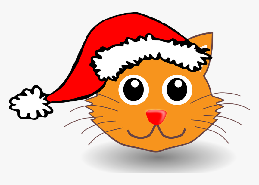 Cat, Happy, Animal - Cat With Santa Hat Clipart, HD Png Download, Free Download