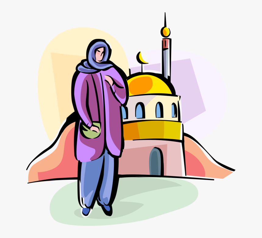 Vector Illustration Of Muslim Woman Wears Hijab Headwear - Illustration, HD Png Download, Free Download