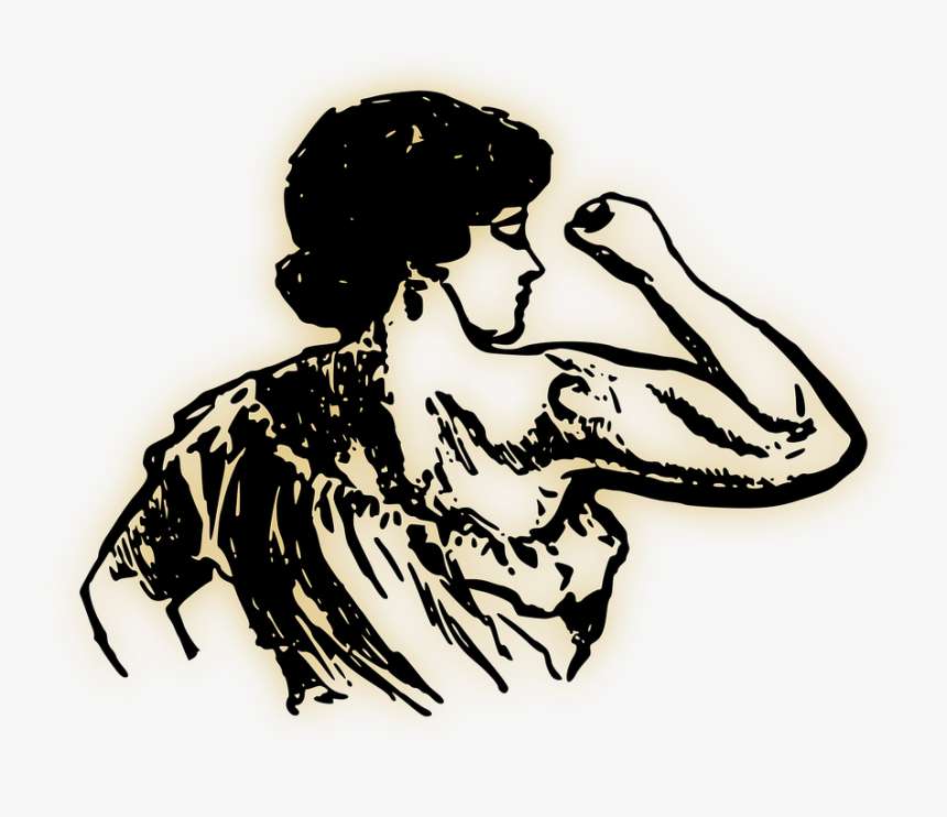 Woman Showing Arm Muscle Png - Drawing High Self Esteem, Transparent Png, Free Download