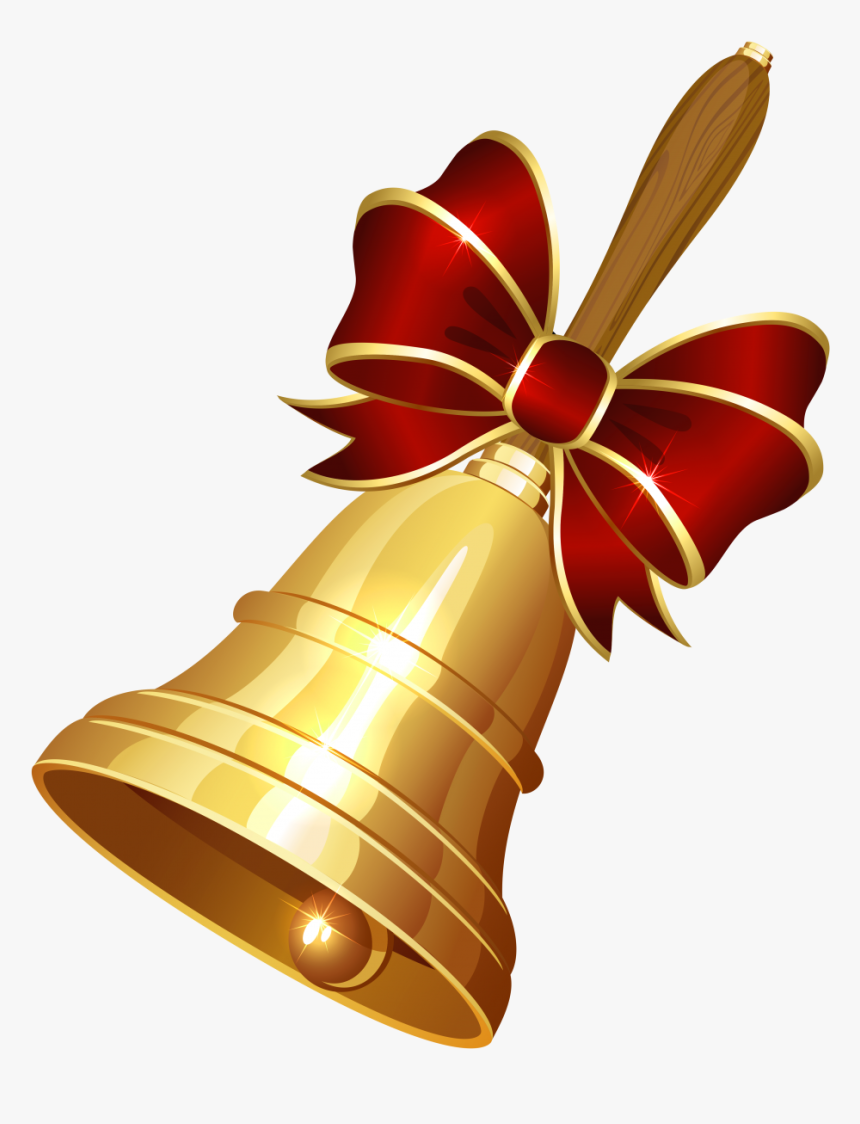 Golden Christmas Bell With Bow Png Image - Christmas Bell Png, Transparent Png, Free Download