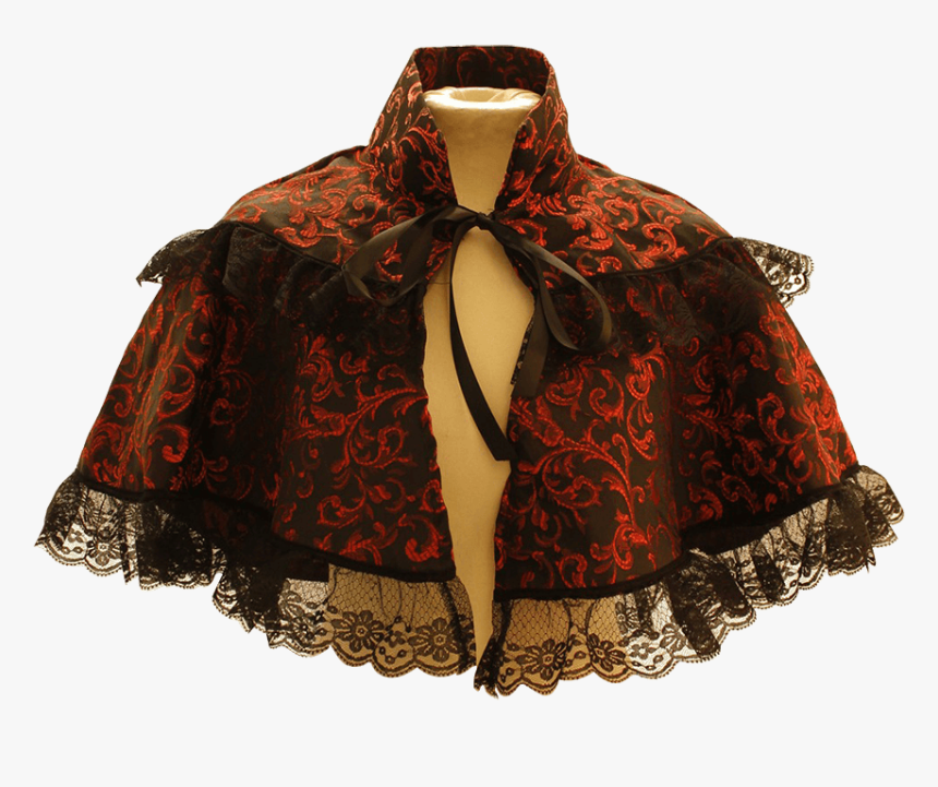 Red And Black Brocade Short Cape - Lace, HD Png Download, Free Download