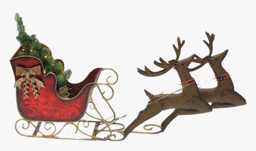 Christmas Sled Png Transparent - Large Santa Sleigh And Reindeer, Png Download, Free Download