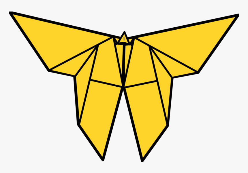 Symmetry,yellow,moths And Butterflies - Origami Butterfly Clip Art, HD Png Download, Free Download