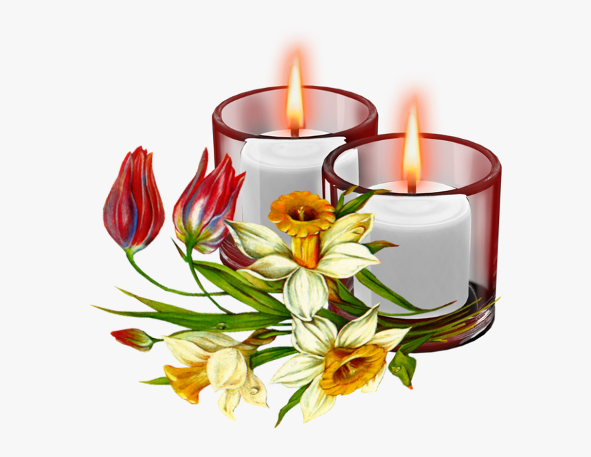 Feast Clipart November Flower - Candle And Flowers Png, Transparent Png, Free Download